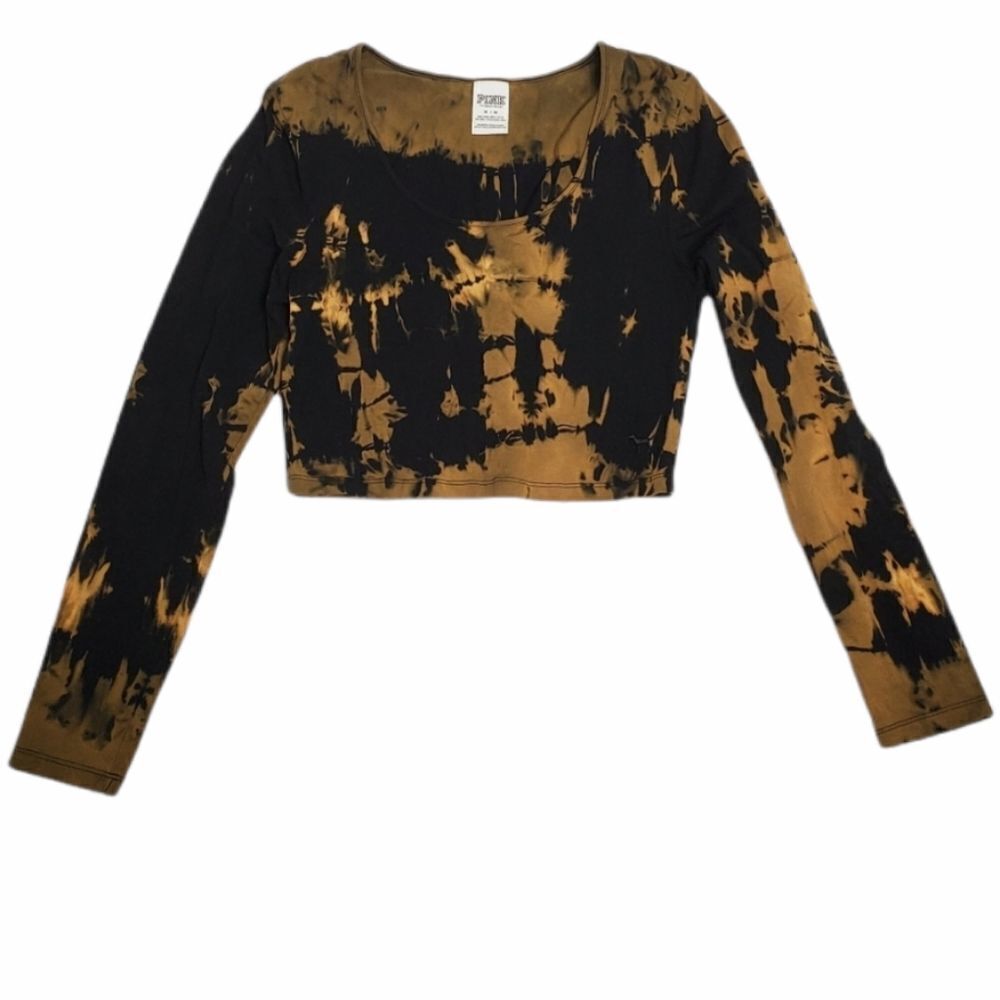 VS PINK custom black bleach dyed long sleeve crop top M